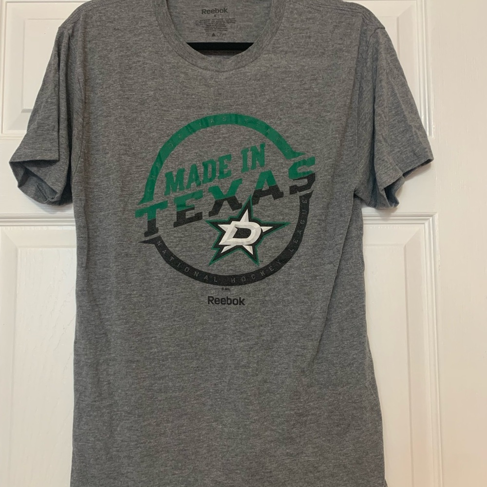 Dallas Stars Reebok Gray Graphic Tee Made in Texas graphic